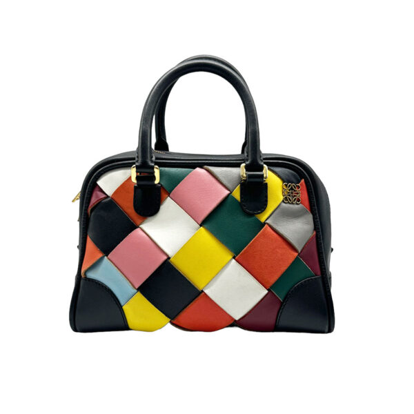 z0426 1 Loewe Anagram Leather Crossbody Shoulder Bag Black Multicolor