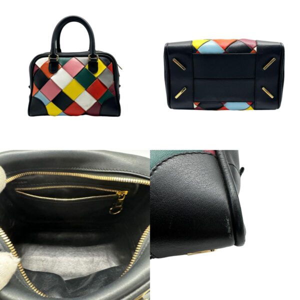 z0426 3 c Loewe Anagram Leather Crossbody Shoulder Bag Black Multicolor