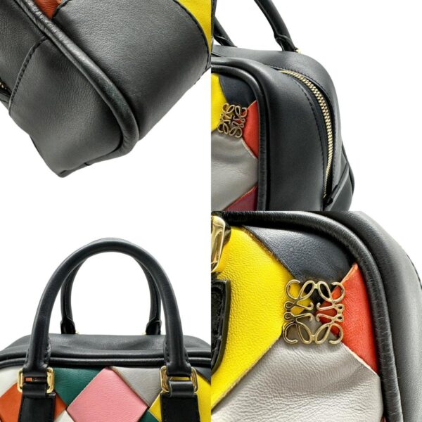 z0426 7 c Loewe Anagram Leather Crossbody Shoulder Bag Black Multicolor