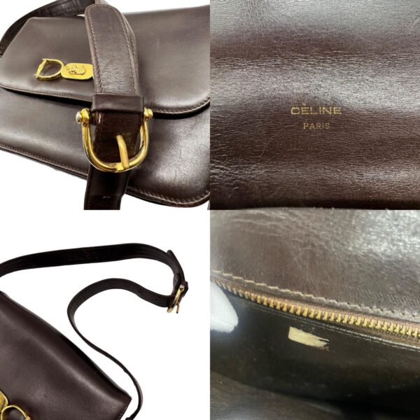 z0427 11 c Celine Shoulder Bag Leather Brown