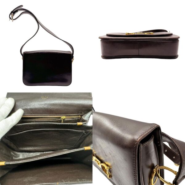 z0427 3 c Celine Shoulder Bag Leather Brown