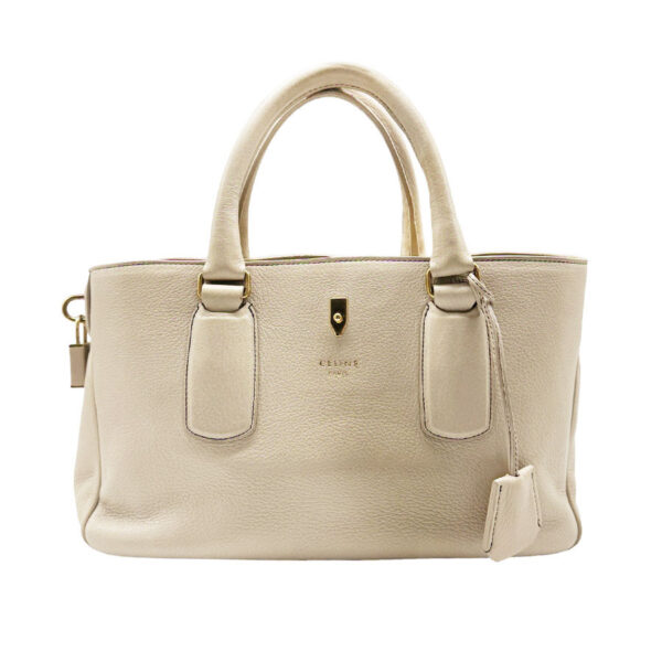 z0434 1 Celine Handbag Leather Greige