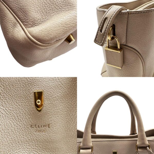 z0434 7 c Celine Handbag Leather Greige