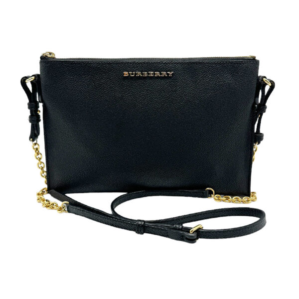 z0472 1 Burberry Leather Crossbody Shoulder Bag Black