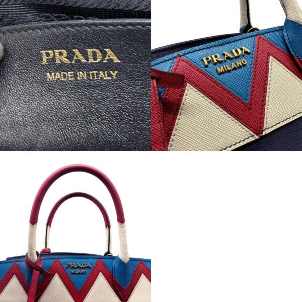 z0489 14 c Prada Shoulder Bag Leather Blue Multicolor