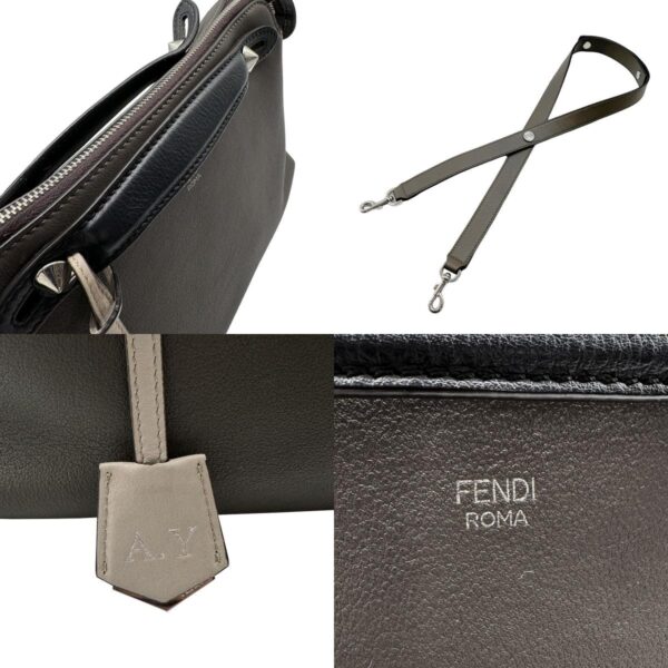 z0513 10 c Fendi Visible Shoulder Bag Leather Gray