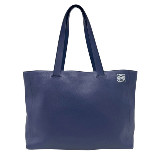 z0523 1 Loewe Anagram Leather Tote Bag Blue Blue