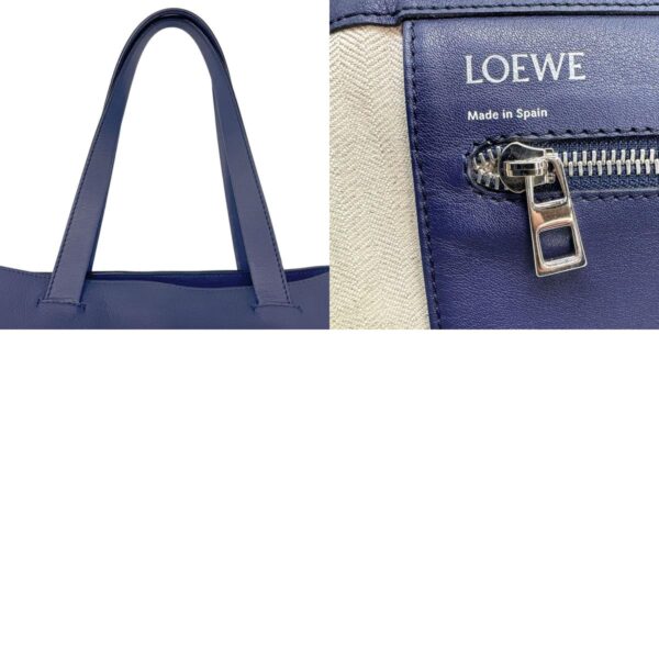 z0523 11 c Loewe Anagram Leather Tote Bag Blue Blue