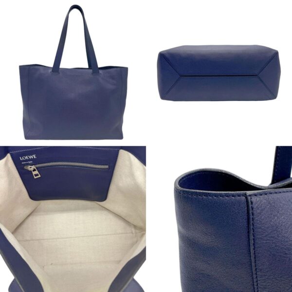 z0523 3 c Loewe Anagram Leather Tote Bag Blue Blue