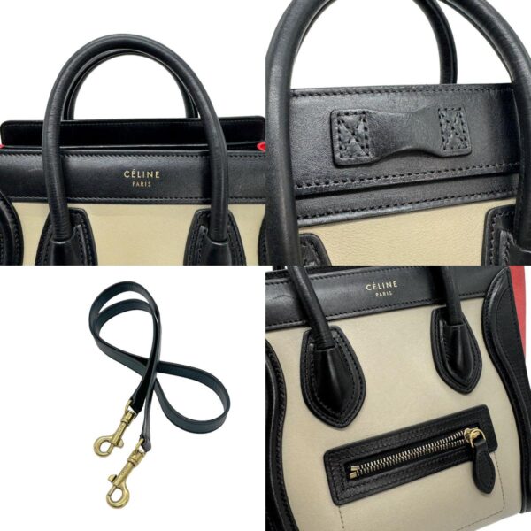 z0529 10 c Celine Luggage Nano Shopper Shoulder Bag Greige Black Red