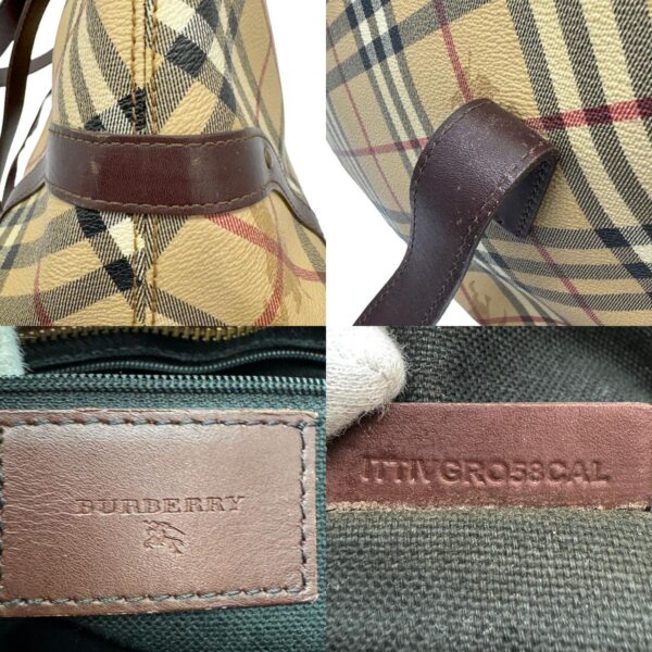 z0563 11 c Burberry Canvas Leather Shoulder Bag Beige Brown