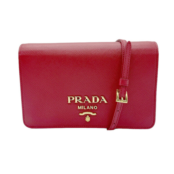 z0590 1 Prada Crossbody Shoulder Bag Leather Red