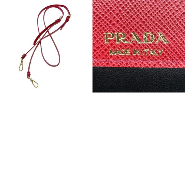 z0590 11 c Prada Crossbody Shoulder Bag Leather Red