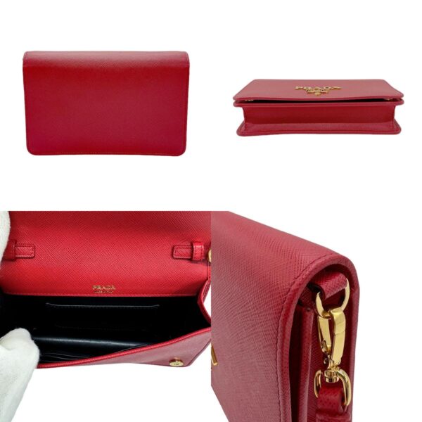 z0590 3 c Prada Crossbody Shoulder Bag Leather Red