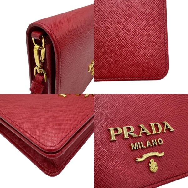 z0590 7 c Prada Crossbody Shoulder Bag Leather Red