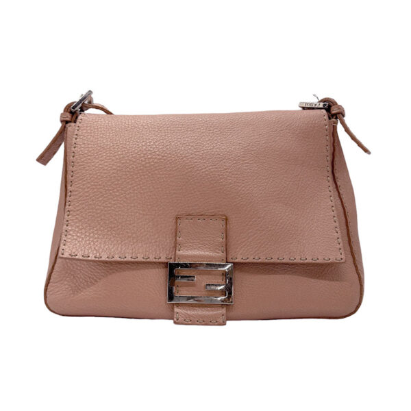 z0591 1 Fendi Shoulder Bag Selleria Leather Metallic Pink