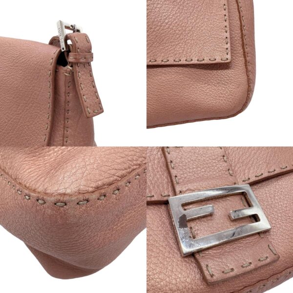 z0591 7 c Fendi Shoulder Bag Selleria Leather Metallic Pink