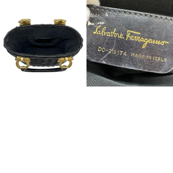 z0597 11 c Salvatore Ferragamo Basket Rattan Handbag Black