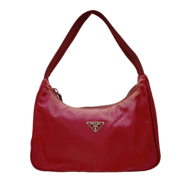 z0636 1 Prada Handbag Nylon Red