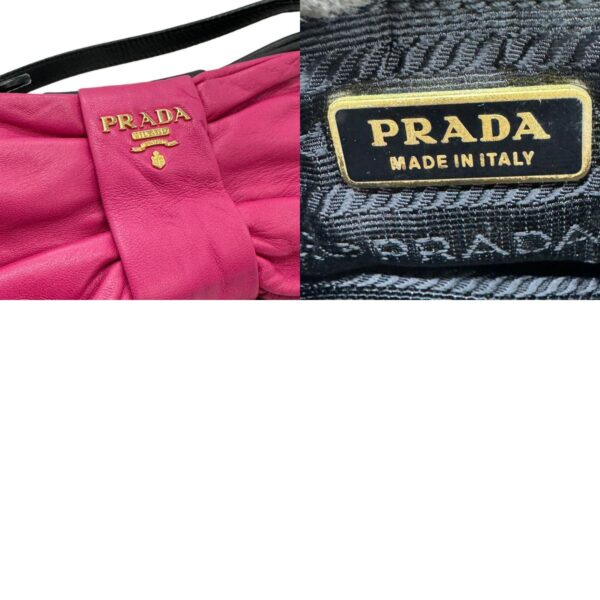 z0637 11 c Prada Handbag Leather Black Magenta