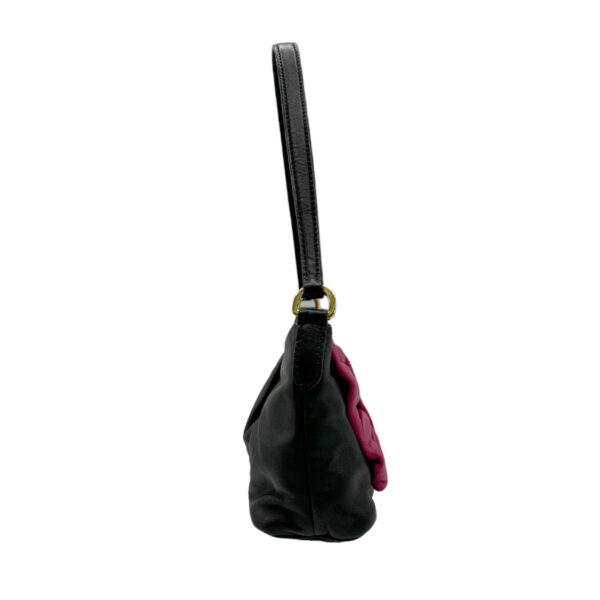 z0637 2 Prada Handbag Leather Black Magenta