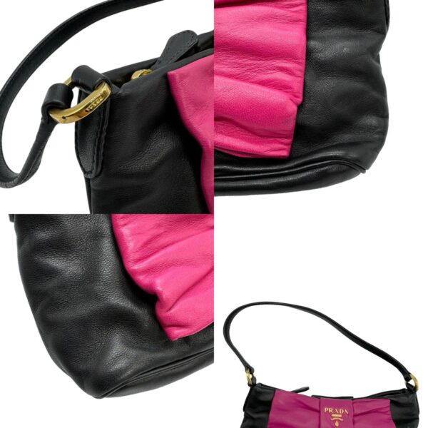 z0637 7 c Prada Handbag Leather Black Magenta