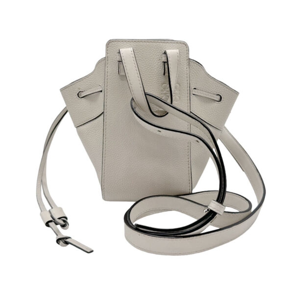 z0641 1 Loewe Hammock Mini Leather Drawstring Shoulder Bag Ivory White