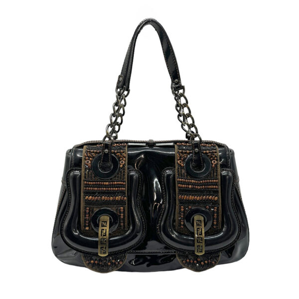 z0645 1 Fendi Handbag Patent Leather Black