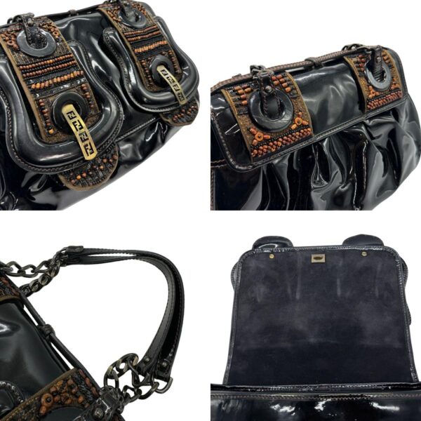 z0645 10 c Fendi Handbag Patent Leather Black