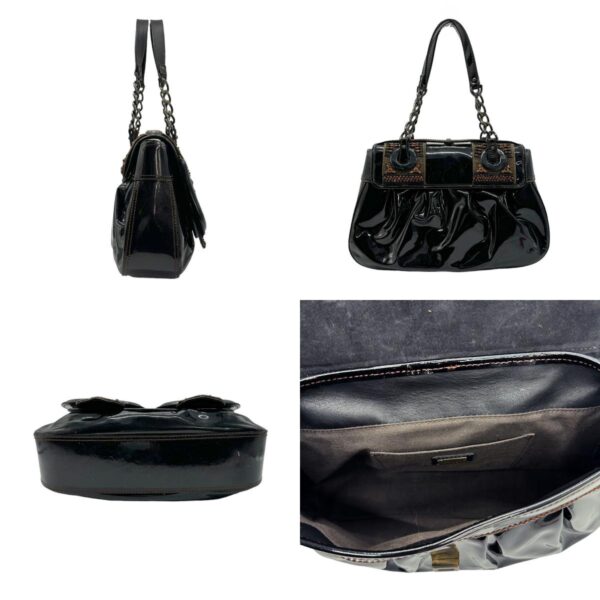 z0645 2 c Fendi Handbag Patent Leather Black