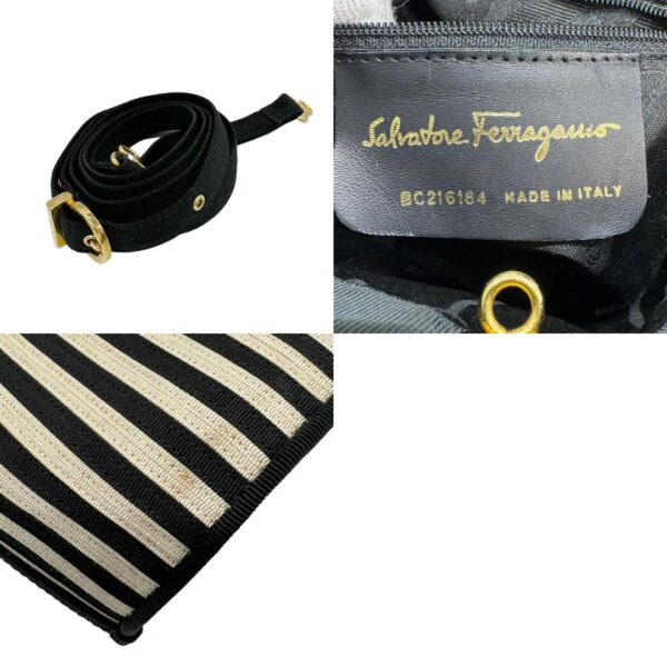 z0649 11 c Salvatore Ferragamo Rayon Crossbody Shoulder Bag Black