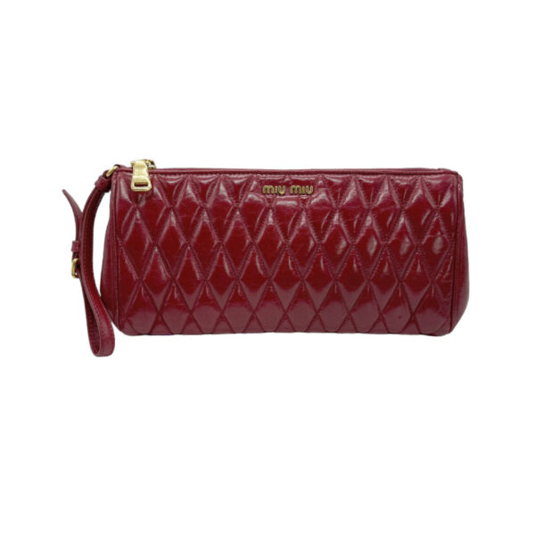 z0651 1 Miu Miu Clutch Bag Leather Red