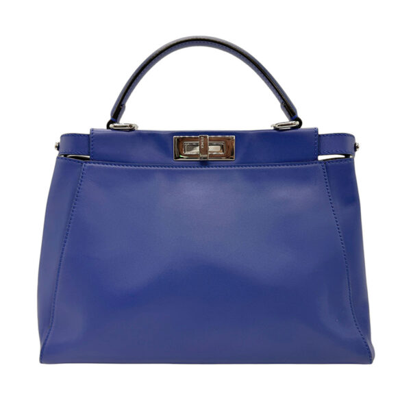 z0666 1 Fendi Peekaboo Bugs Handbag Leather Blue