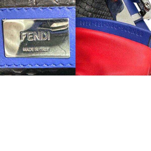 z0666 14 c Fendi Peekaboo Bugs Handbag Leather Blue