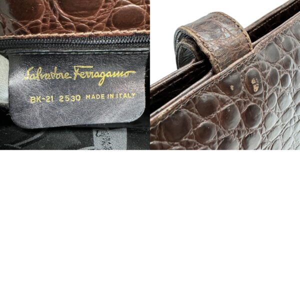 z0687 14 c Salvatore Ferragamo Embossed Leather Shoulder Bag Brown