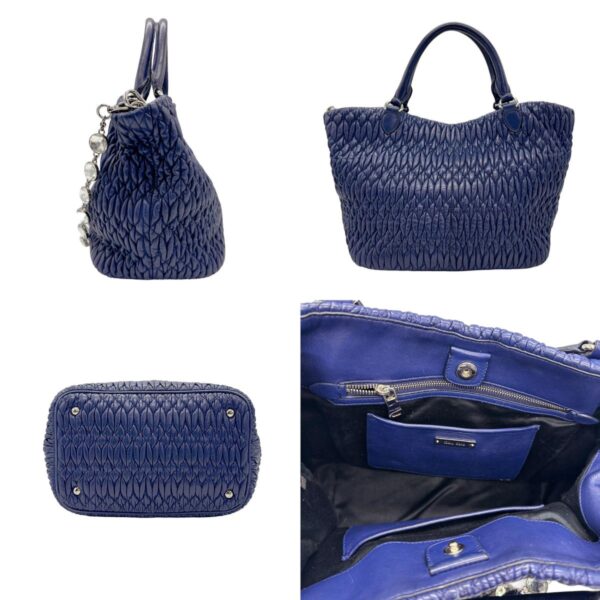 z0705 2 c Miu Miu Handbag Shoulder Bag Matelasse Bijou Leather Blue