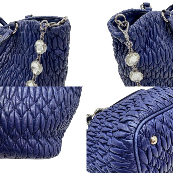 z0705 6 c Miu Miu Handbag Shoulder Bag Matelasse Bijou Leather Blue