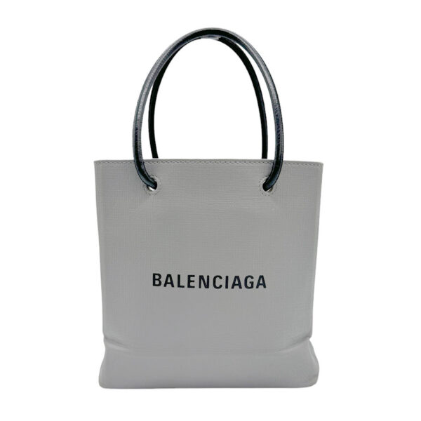 z0722 1 Balenciaga Leather Shopping Tote XXS Bag Gray