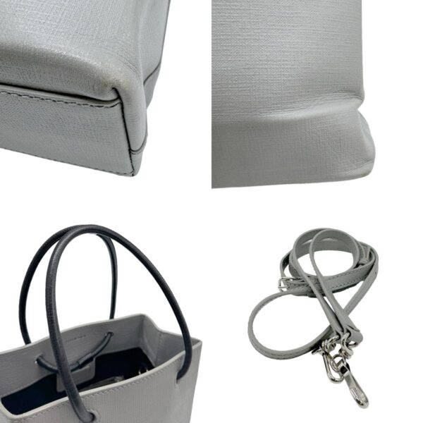 z0722 10 c Balenciaga Leather Shopping Tote XXS Bag Gray