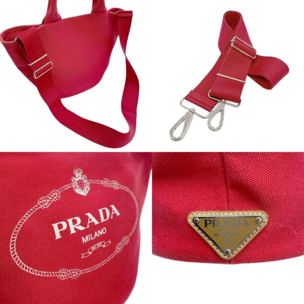 z0740 10 c Prada Shoulder Bag Canapa Canvas Red