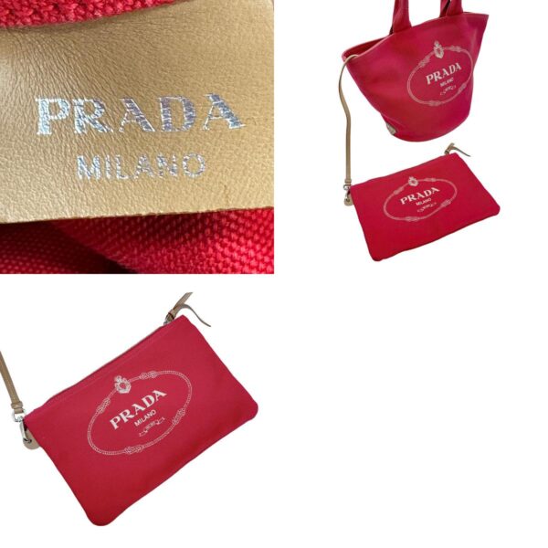 z0740 14 c Prada Shoulder Bag Canapa Canvas Red