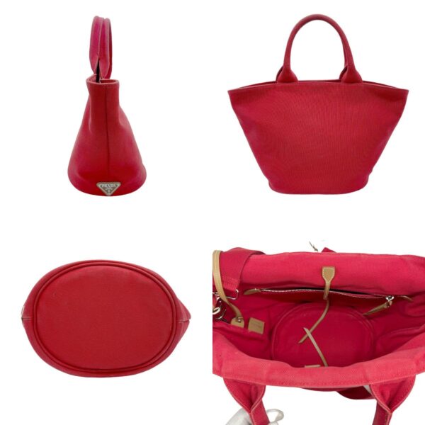 z0740 2 c Prada Shoulder Bag Canapa Canvas Red