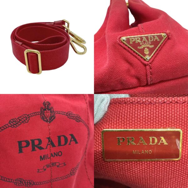 z0762 14 c Prada Shoulder Bag Handbag Canapa Canvas Red