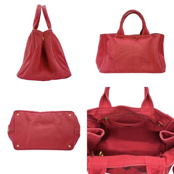 z0762 2 c Prada Shoulder Bag Handbag Canapa Canvas Red