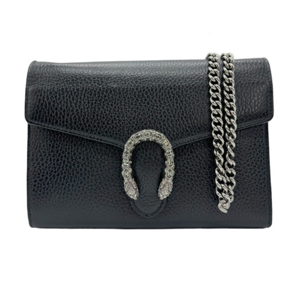 z0774 1 Gucci Dionysus Leather Chain Wallet Black