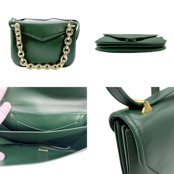 z0783 3 c Bottega Veneta Leather Envelope Shoulder Bag Green