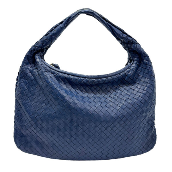 z0833 1 Bottega Veneta Intrecciato Leather Handbag Blue