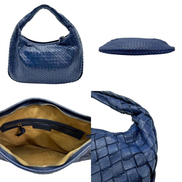 z0833 3 c Bottega Veneta Intrecciato Leather Handbag Blue