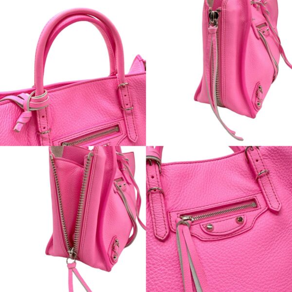 z0882 10 c Balenciaga Leather Paper Mini Bag Neon Pink