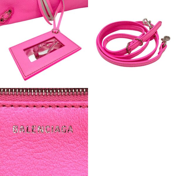 z0882 14 c Balenciaga Leather Paper Mini Bag Neon Pink